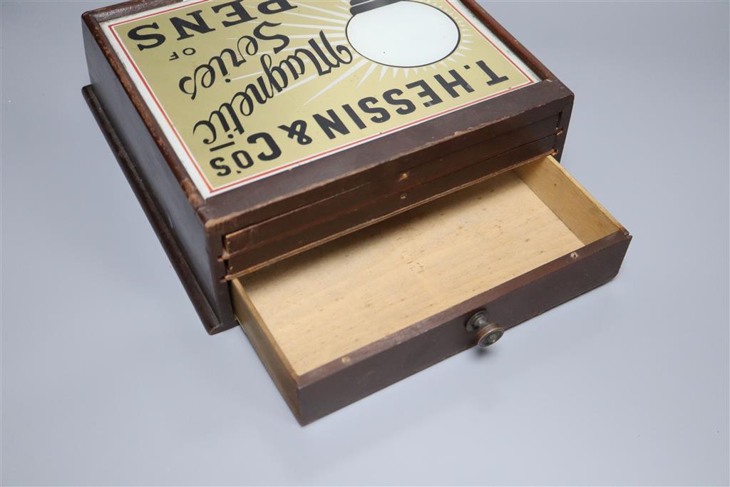 A Hessin & Cos. Shop Counter Display advertising The Magnetic Series of Pens, c.1900, width 25cm